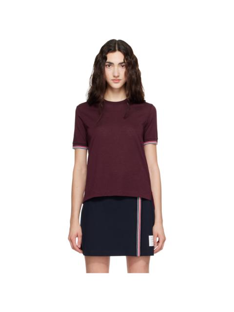 Thom Browne Burgundy Rib Cuff RWB Tipping Wool Jersey T-shirt