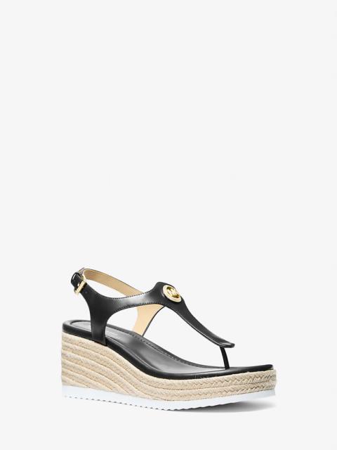MICHAEL KORS Val Leather Thong Wedge Sandal