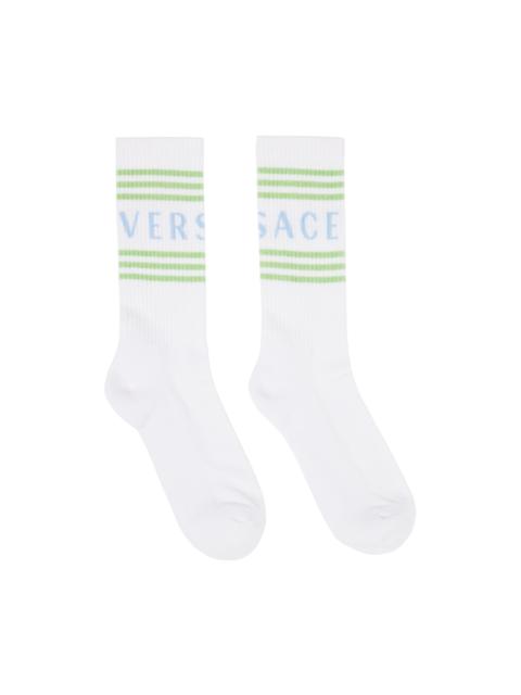 VERSACE White 90s Vintage Logo Socks