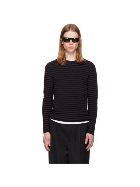 Tonywack Brown & Navy Merino Wool Essential Stripe Sweater