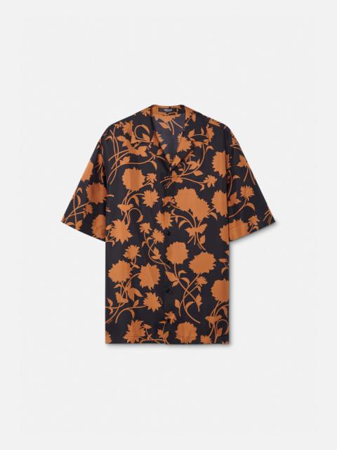Floral Silhouette Silk Shirt