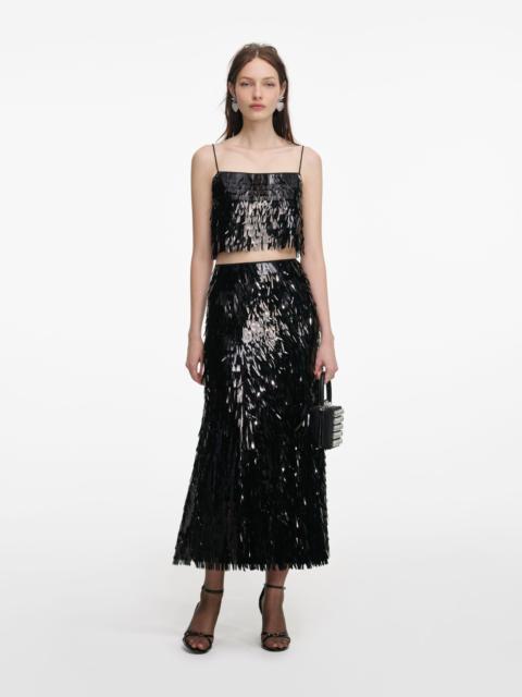 self-portrait Black Sequin Top