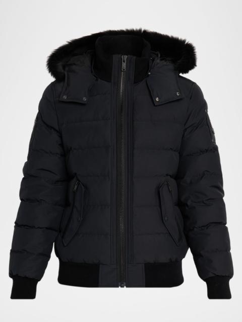 MOOSE KNUCKLES Men's Onyx Scotchtown Shearling-Trim Bomber Jacket