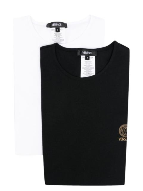 White and Black Medusa-Print Cotton T-shirt Set