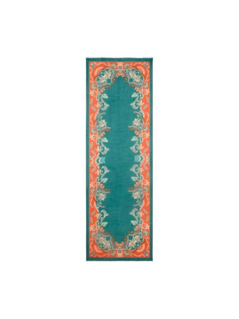 Etro fringed floral-border scarf