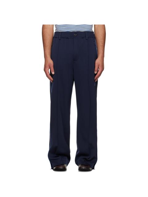 Marni Navy Piped Wool Twill Trousers