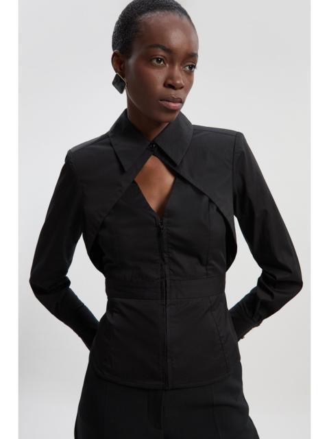 KAREN MILLEN Stretch Cotton Cut Out Detail Woven Shirt