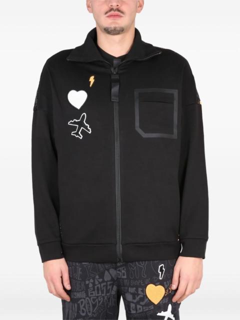 zip appliqué sweatshirt