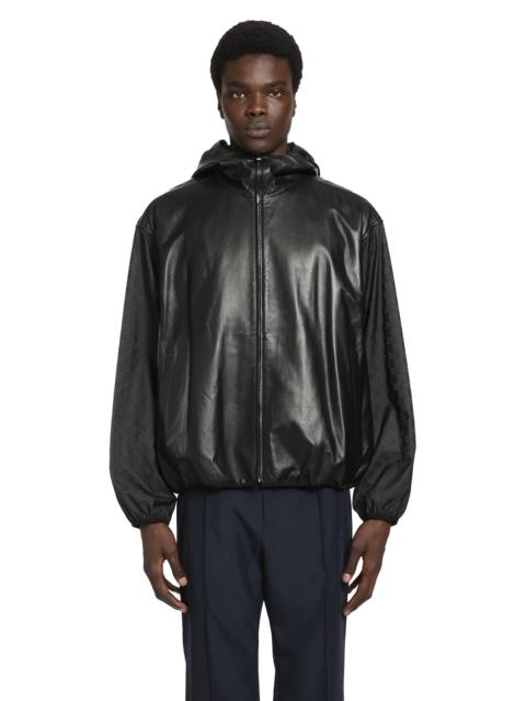 GUCCI Hooded Leather Bomber Jacket