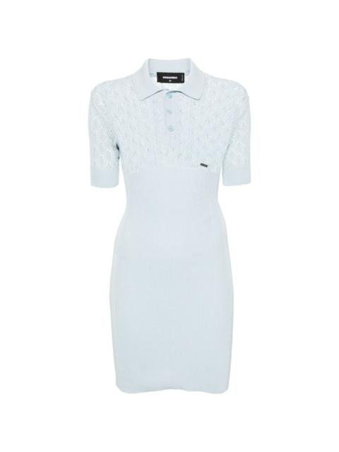DSQUARED2 open-knit polo-collar dress