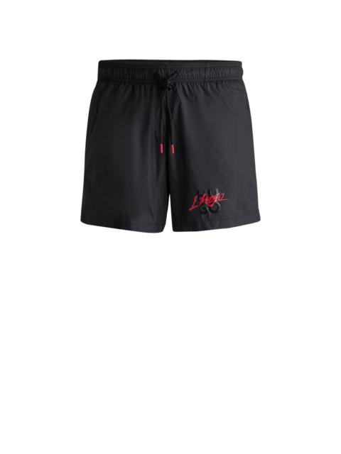 HUGO FULLY LINED SWIM SHORTS WITH STACKED LOGO