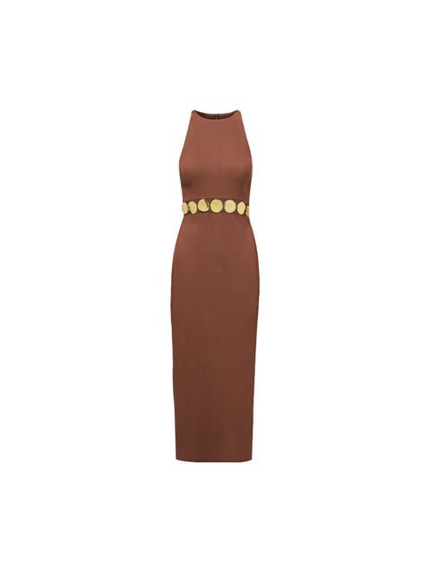 VERONICA BEARD ISLA GOLD-MEDALLION MIDI DRESS
