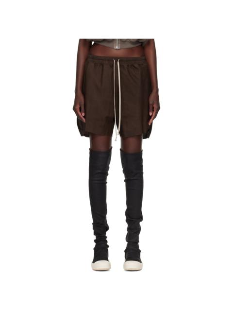 Rick Owens Brown Tower Boxers Leather Shorts