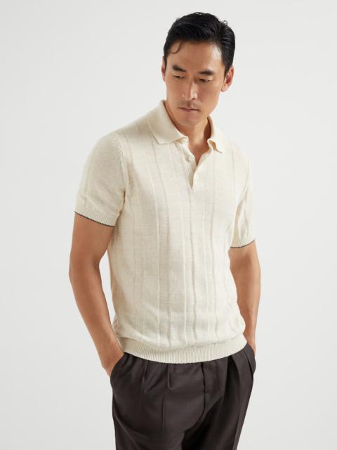 Brunello Cucinelli Linen and cotton wide rib knit polo
