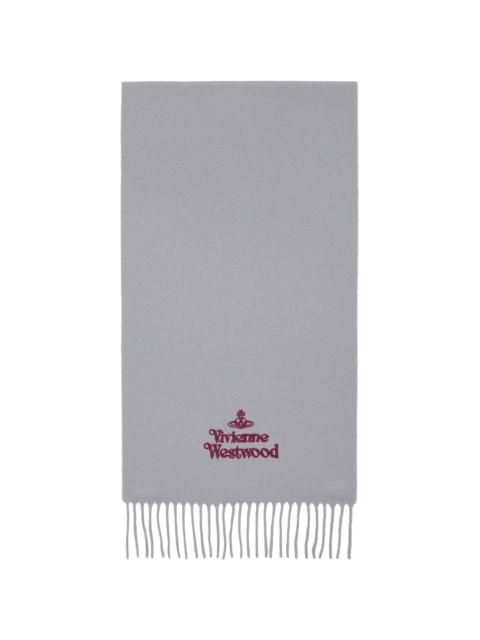 Vivienne Westwood Gray Embroidered Scarf