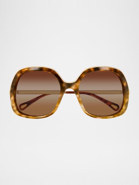 Chloé Leia Square Acetate & Metal Sunglasses