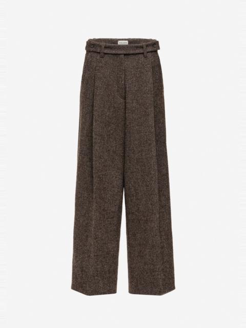MAGDA BUTRYM Wool wrap belt tailored trousers in brown