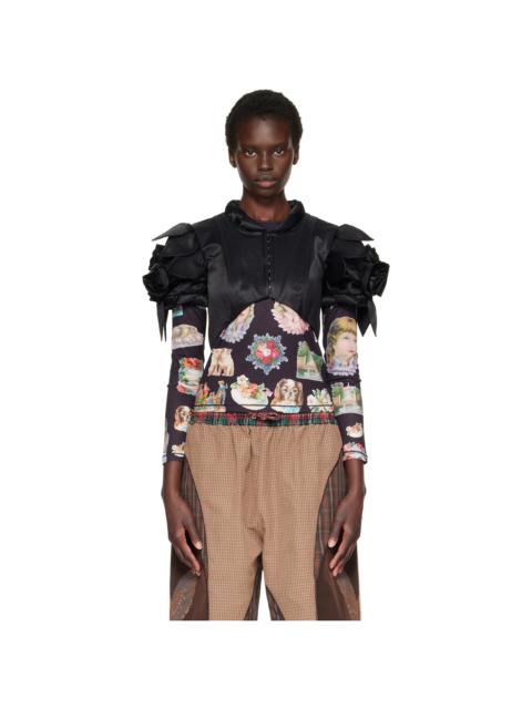 Chopova Lowena Black Rose Shrug Top