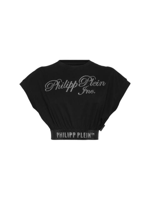 PHILIPP PLEIN crystal-embellished cropped T-shirt
