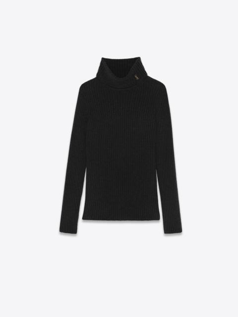 SAINT LAURENT ribbed turtleneck sweater in wool and cashmere