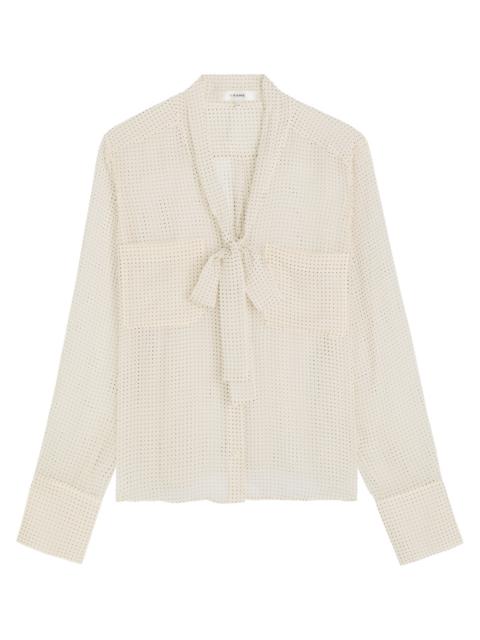 FRAME Frame Polka-dot Tie-neck Silk Blouse