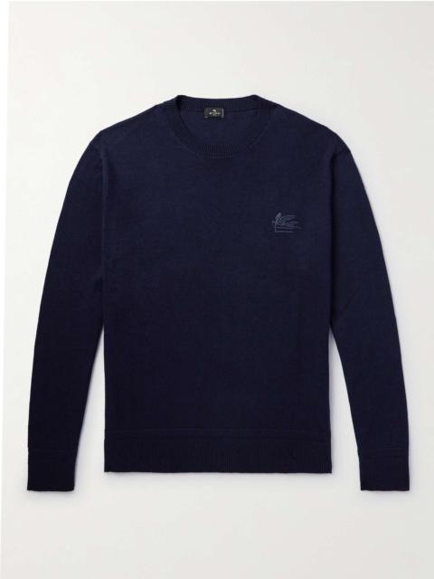 Etro Logo-Embroidered Cotton and Cashmere-Blend Sweater