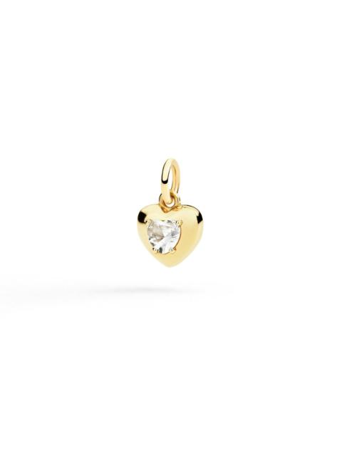DoDo YELLOW GOLD HEART CHARM & SYNTHETIC SAPPHIRE