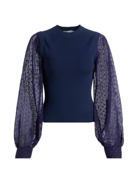 DEREK LAM 10 CROSBY Women's Cerina Sheer-Sleeve Sweater - Royal Blue