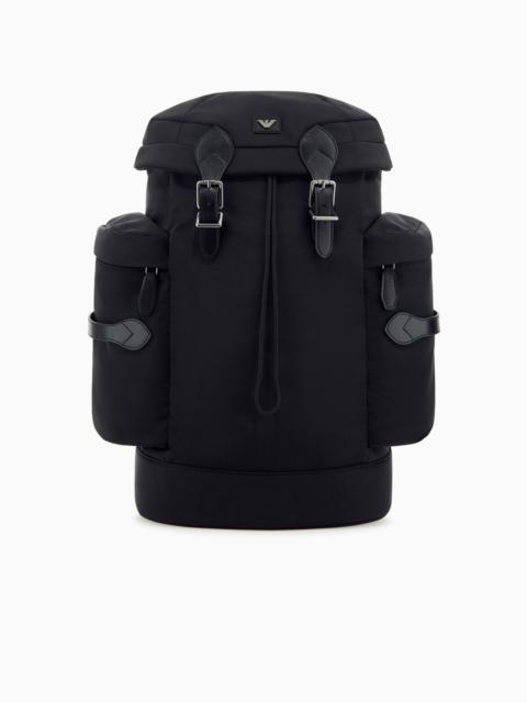 EMPORIO ARMANI BACKPACK WITH SIDE POCKETS AND A TOP FLAP WITH METAL BUCKLES