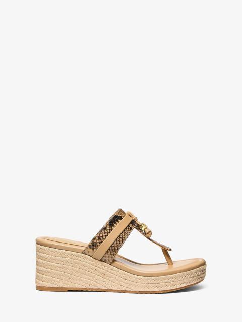 MICHAEL KORS Zoe Snake Embossed Wedge Sandal