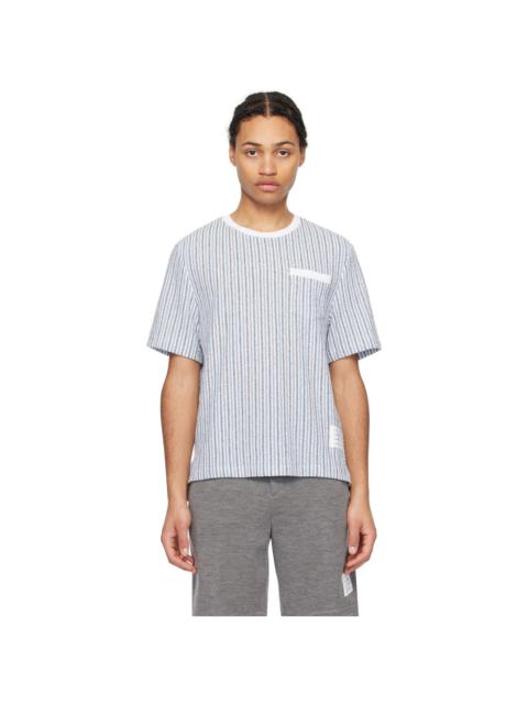 Blue & Gray Striped T-Shirt