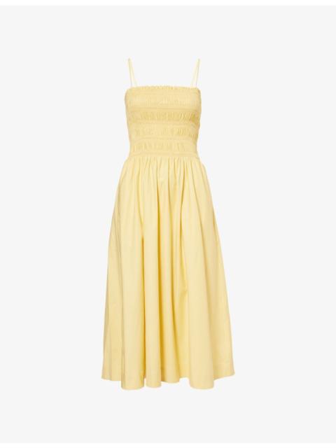Reformation Kerrie Shirred Stretch-Cotton Midi Dress