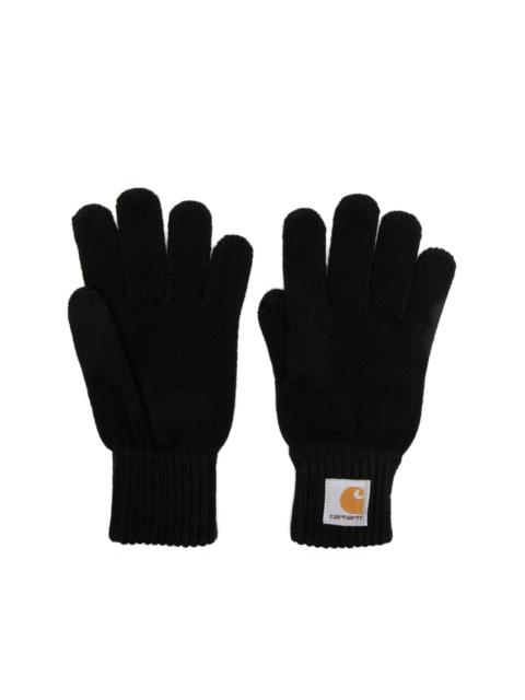 Carhartt logo-patch knitted gloves