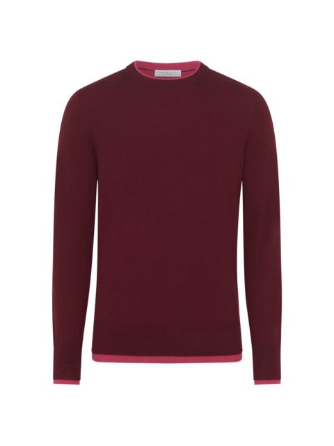 GABRIELA HEARST Wells Reversible Knit Sweater in Bordeaux & Fuchsia Cashmere Silk