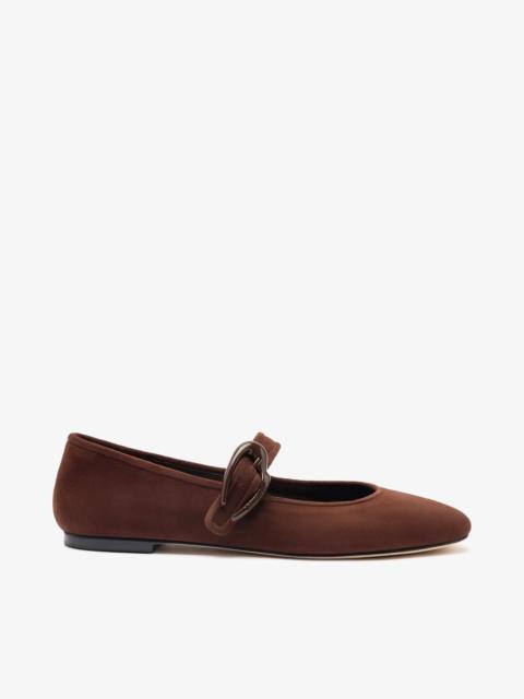 Larroudé Verona Ballet Flat In Brown Suede