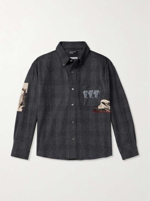Enfants Riches Déprimés Printed Patchwork Checked Virgin Wool-Flannel Shirt