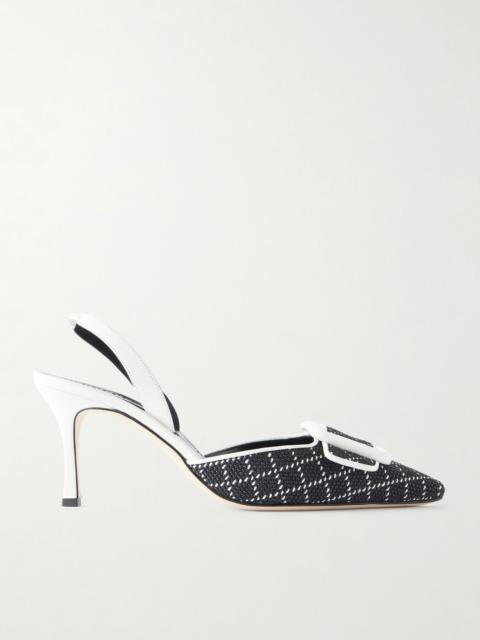 Manolo Blahnik Mayslibi 70 woven leather slingback pumps Black
