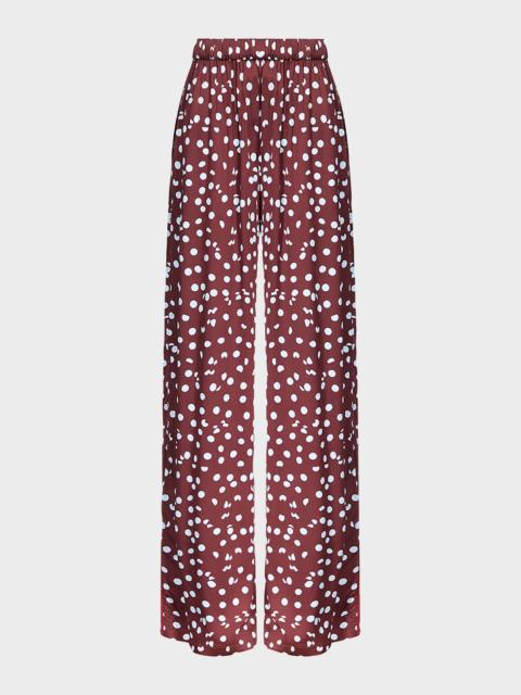 DIANE VON FURSTENBERG x Henry Zankov Verick Wide-Leg Polka Dot Silk Pants