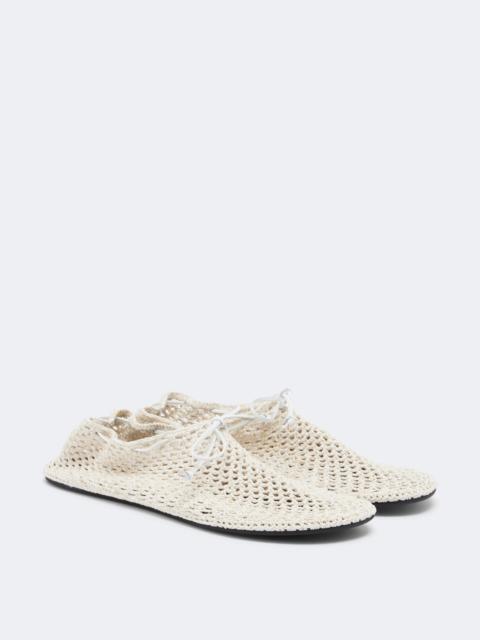 CHRISTEN Mandala crochet leather-trimmed flats