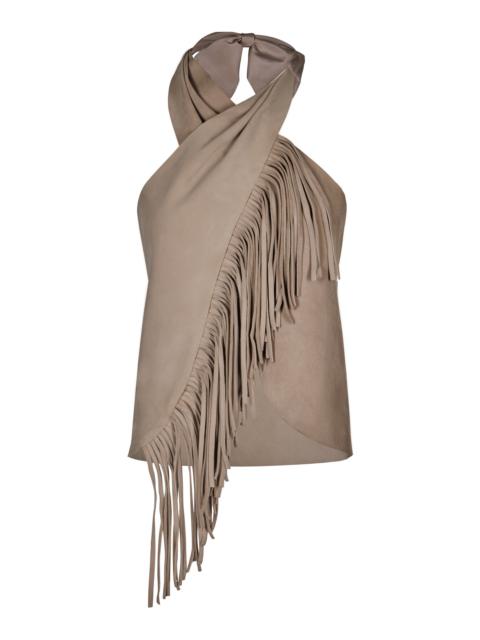 Sonora Fringed Leather Top neutral