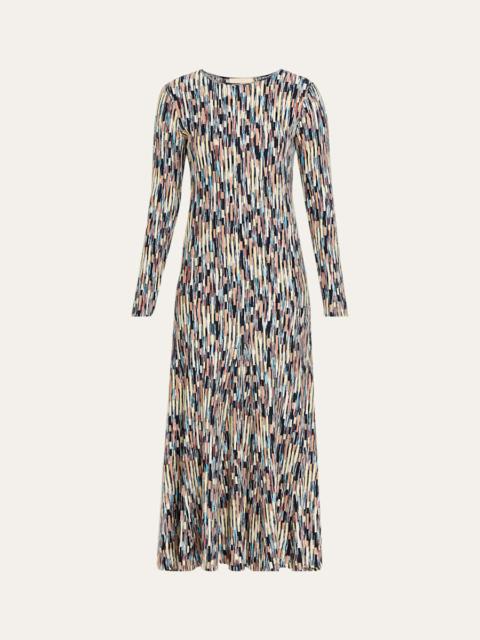 ULLA JOHNSON Estella Multi-Striped Knit Long-Sleeve Maxi Dress