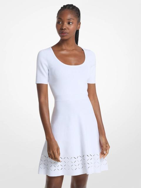 MICHAEL KORS Laser Cut Stretch Knit Mini Dress