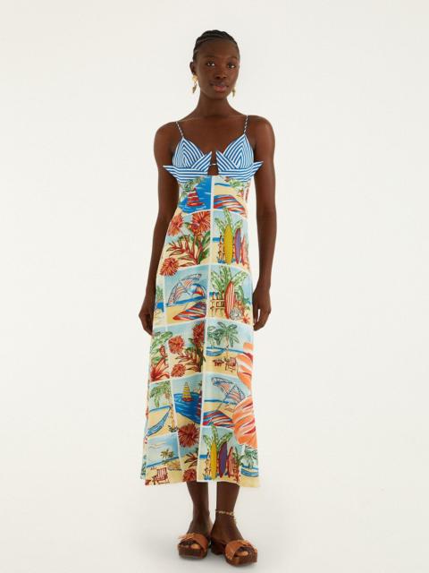 FARM RIO Summer Diary Multicolor Paper Boat Maxi Dress
