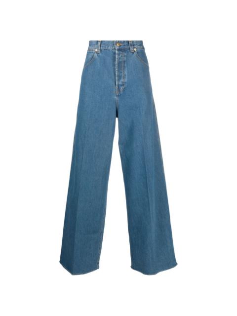 GUCCI pressed-crease mid-rise wide-leg jeans
