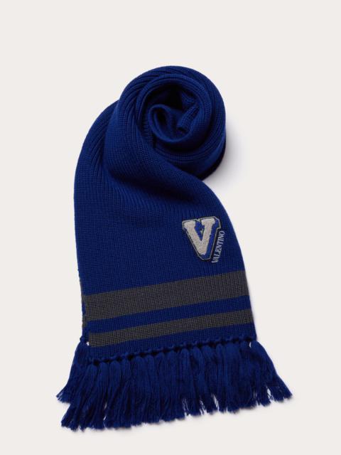 Valentino V-3D EMBROIDERED PATCH WOOL SCARF