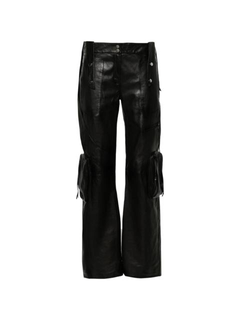 straight-leg leather cargo trousers