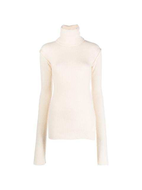 ribbed high-neck jumper