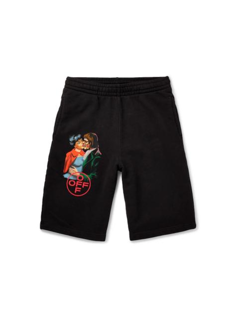Off-White OFF-WHITE Slim Fit 'Kiss' Graphic Print Shorts Black/Multicolor