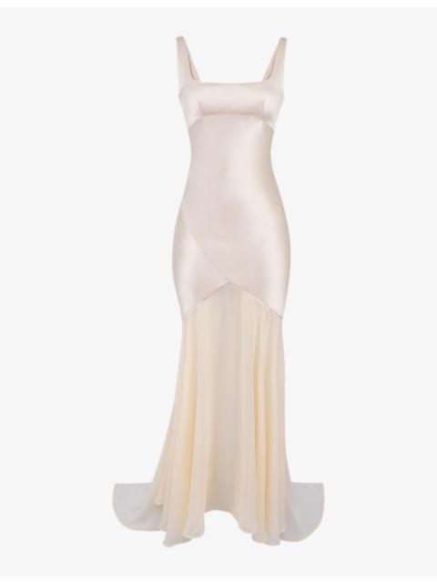 House of CB Vittoria chiffon-skirt satin maxi dress