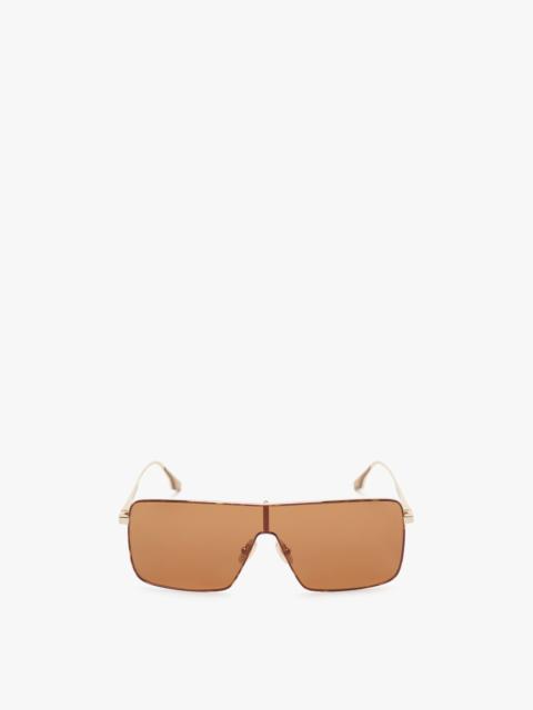 Victoria Beckham Rectangular Visor Gold-Framed Sunglasses